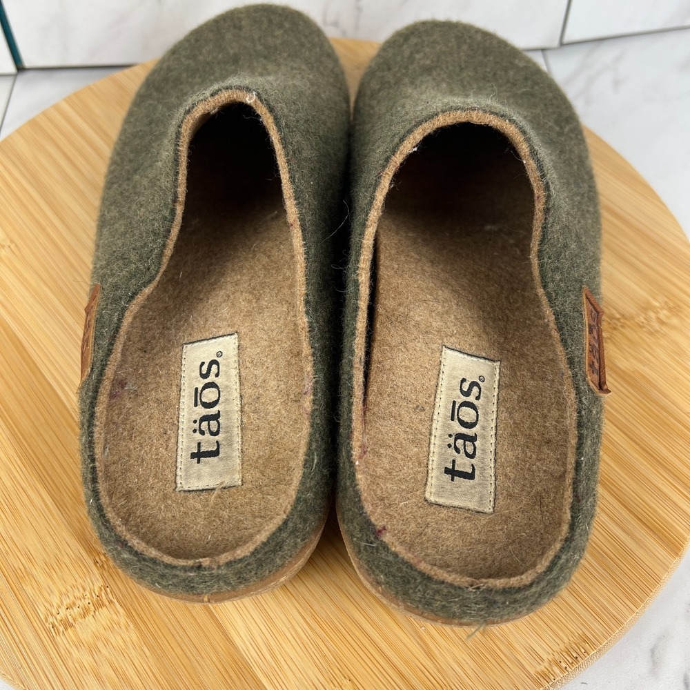 Taos Footwear Woolness Clog Womens Size 9 [39 EU0 Olive Green Slip On Clogs Shoe - Picture 2 of 9